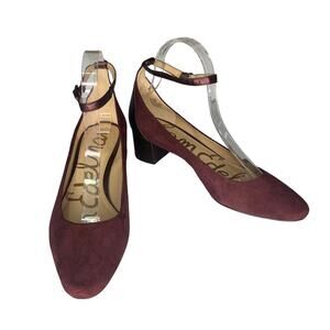 Sam Edelman Lola NWT Block Heel Pumps Size 8.5M Burgundy Leather/Man Mad…
